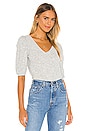 view 1 of 5 Cropped 3/4 Puff Sleeve V Neck Top in Heather Grey