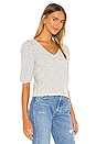 view 2 of 5 Cropped 3/4 Puff Sleeve V Neck Top in Heather Grey