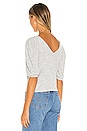 view 3 of 5 Cropped 3/4 Puff Sleeve V Neck Top in Heather Grey