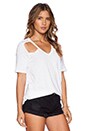 view 2 of 3 Cutout V Neck Boyfriend Tee in White