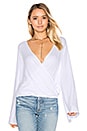 view 1 of 4 Bell Sleeve Surplice Top in White