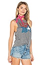 view 2 of 4 USA Tie Front Muscle Tee in Streaky Grey