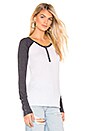 view 2 of 4 Snap Cuff Raglan Henley in White & Black