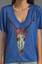 view 3 of 4 Skull Flowers Dolman Tee in Goddess