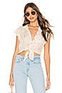 view 1 of 5 Flutter Sleeve Button Down Shirttail Blouse in Rosette