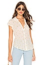 view 2 of 5 Flutter Sleeve Button Down Shirttail Blouse in Rosette