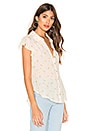 view 3 of 5 Flutter Sleeve Button Down Shirttail Blouse in Rosette