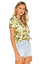 view 2 of 4 Rolled Tie Front Button Down in Palm Print