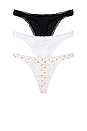 view 2 of 6 The 3 Pack Thong in Black, White, & English Rose