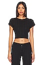 view 1 of 4 The Cropped Baby Tee in Black Pointelle