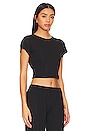 view 2 of 4 The Cropped Baby Tee in Black Pointelle