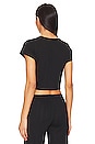 view 3 of 4 The Cropped Baby Tee in Black Pointelle