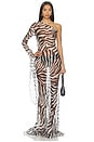 view 5 of 5 ПЛАТЬЕ ZEBRA PRINT MAXI in Black & White