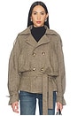 view 1 of 4 Double-breasted Wool Blend Coat in Brown