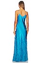 view 3 of 3 Hansal Gown in Lake Blue Satin + Feathers