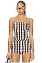 view 1 of 5 Etta Bandeau Top in Gingham Brown