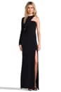 view 1 of 5 One Shoulder Long Sleeve Gown in Jet
