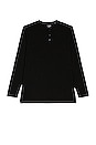 view 1 of 3 Long Sleeve Henley Split Hem in Black