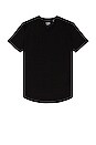view 1 of 3 V-Neck Curve Hem T-Shirt in black