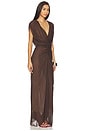 view 2 of 3 Ruched V Neck Gown in Dark Brown
