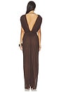 view 3 of 3 Ruched V Neck Gown in Dark Brown