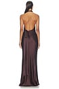 view 4 of 3 Silk Satin Tie Neck Gown in Aubergine