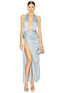 view 1 of 4 Selene Plunge Gown in Blue