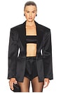 view 1 of 5 Silk Wool Satin Blazer in Black