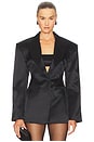 view 2 of 5 Silk Wool Satin Blazer in Black