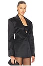view 3 of 5 Silk Wool Satin Blazer in Black