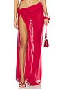 view 1 of 6 Florence Silk Georgette Knot Skirt in Red