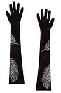 view 2 of 2 Rhinestone Feather Long Gloves in Black & Silver