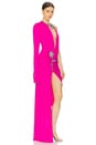 view 2 of 5 Crystal Rose Ruched Gown in Fuchsia & Silver