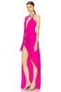 view 3 of 5 Crystal Rose Ruched Gown in Fuchsia & Silver