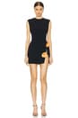 view 1 of 4 Side Rose Payette Open Leg Mini Dress in Black & Orange
