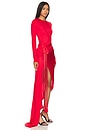 view 2 of 3 Satin Bow Detail Asymmetric Long Dress in Red