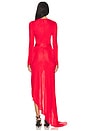 view 3 of 3 Satin Bow Detail Asymmetric Long Dress in Red