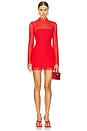 view 1 of 4 Macrame Long Sleeve Mini Dress in Red