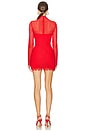 view 3 of 4 Macrame Long Sleeve Mini Dress in Red