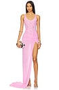 view 1 of 4 Ruched Mesh Gown in Pink
