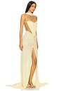 view 2 of 3 Ruched Scarf Detail Gown in Yellow