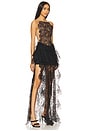 view 3 of 5 Open Side Lace Ruffle Gown in Black