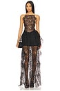 view 5 of 5 Open Side Lace Ruffle Gown in Black