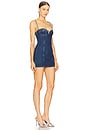 view 2 of 4 Crystal Buckle Detail Mini Denim Dress in Indigo