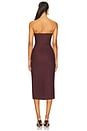 view 3 of 3 Asymmetric Cut Strapless Midi Dress in Burgundy
