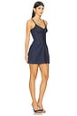 view 2 of 3 Leather Trimmed Mini Denim Dress in Indigo