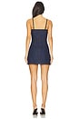 view 3 of 3 Leather Trimmed Mini Denim Dress in Indigo
