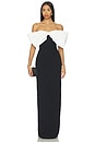 view 1 of 3 Bow Detail Strapless Gown in Black & White