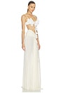 view 2 of 3 3D Flower Embroidered Mesh Gown in Ivory