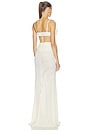 view 3 of 3 3D Flower Embroidered Mesh Gown in Ivory
